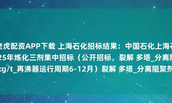 老虎配资APP下载 上海石化招标结果：中国石化上海石油化工股份有限公司2025年炼化三剂集中招标（公开招标，裂解 多塔_分离阻聚剂\单耗0-0.05kg/t_再沸器运行周期6-12月）裂解 多塔_分离阻聚剂\单耗0-0.05kg/t_再沸器运行周期6-12月招